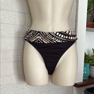 Kenneth Cole New York Black and Tan Bikini Bottoms Swimwear Women's Size L NWT